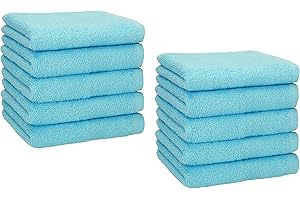 Betz Lot de 10 Serviettes débarbouillettes lavettes Taille 30x30 cm en 100% Coton Premium (Turquoise)