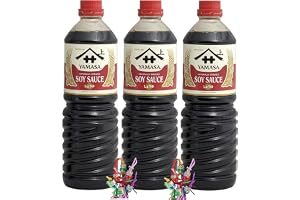 [ 3 x 1 000 ml] YAMASA sojasås från Japan, naturligt använd, SOY SAUCE + ett litet lyckligt munstycke – träpinne
