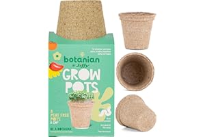 LBS HORTICULTURE Jiffy Botanian Peat-Free Fibre Growing Pots 8 Pack – Premium Sphagnum Moss Seedling Pots with Reinforced Walls – Biodegradable, Home Compostable, Fun & Easy Gardening for Kids and Beginners
