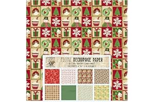 Decoupage Paper Pack (24 Sheets 6"x6") Bright Christmas FLONZ Vintage Styled Paper for Decoupage, Craft and Scrapbooking