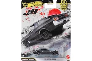 Hot Wheels 1977 Toyota Celica (RA28) Voiture de collection, voiture miniature haut de gamme à l'échelle 1:64 en métal moulé sous pression avec pneus Real Riders, carrosserie/châssis métalliques, JKD98