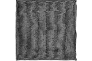 Decomira Badematte rutschfest | Als Badteppich Set kombinierbar | Badezimmer-Teppich Bad-Vorleger waschbar aus Chenille | Duschvorleger für Dusche, Badewannen, WC Vorleger | Dunkelgrau - 45x45 cm