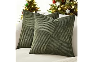 Topfinel Fundas Cojines 60x60 Verde Oliva de Pana Suave y Duradera, Funda Cojines con Cremallera Oculta para Sala de Estar, Sofás, Camas, Sillas Dormitorio Jardín Coche 2 Piezas