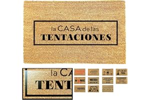 LUCA HOME - Felpudo Entrada casa Original y Divertido de Coco Natural - Felpudo tentaciones 33x60 - Ideal para Puertas de Exteriores Cubiertas, pasillos y entradas de hogares