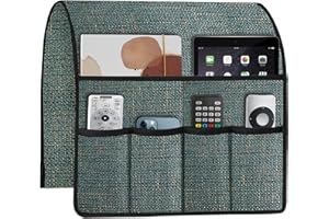 Joywell Anti-Slip Sofa Arm Organiser, Chair Bedside Storage with 6 Pockets, Cotton Linen, for Cellphone Laptop Book, Blue