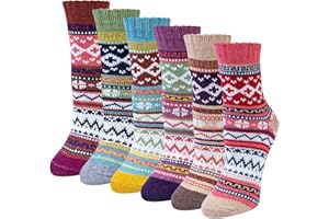 Chalier Cozy Zimowe skarpety damskie z wełny merynosów, termiczne, w stylu vintage, wełniane, grube, ciepłe, miękkie, oddychające bawełniane skarpety na wędrówki, trekking