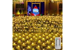 LPAOIS Zewnętrzna siatka świetlna, 3 x 2 m, 200 diod LED, ciepła biel, oświetlenie bożonarodzeniowe, na zewnątrz, pilot zdalnego sterowania, timer, 8 trybów pracy, do ogrodu, choinki, pokoju, na