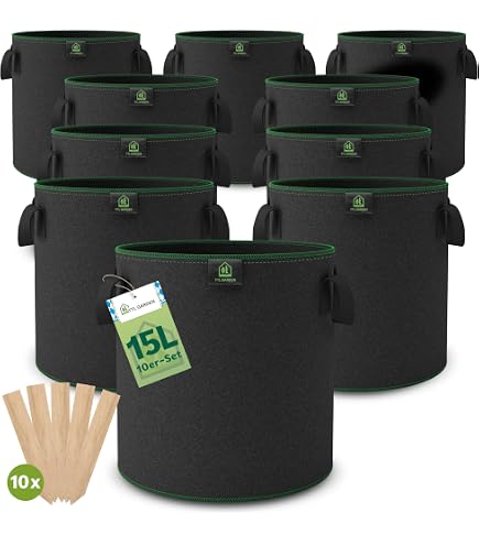 Sacco per coltivazione di verdure/fiori/piante da 5 galloni, vaso in tessuto di aerazione con manici, 1 sacco per coltivazione resistente, 30 x 25 cm | Leroy Merlin