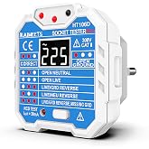 KAIWEETS HT106D Socket Tester 48 to 250V RCD Socket Tester with LCD Display to Measure Voltage, Examine Circuit and Test Diff