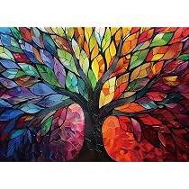 Rompecabezas De 1000 Piezas Árbol De La Vida – Diseño De Vitral, Con Póster Y Letras En El Reverso Para Ayuda