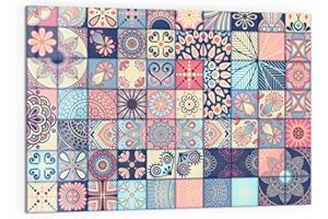 DEQORI Panel posterior de cocina de cristal, diseño de piezas pequeñas, 60 x 40 cm, pared trasera para baño o cocina, protección contra salpicaduras para cocina y baño, decoración moderna para espejos