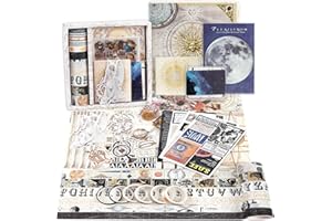 Lychii Scrapbook Zubehör Set, 319 Stück Bullet Journal Sticker Set mit A6 Notizbuch, Washi Tape, Sticker, Scrapbook Papier, für Kinder DIY, Geburtstagsgeschenk, Kindertag Geschenk (Zeitreise-Thema)