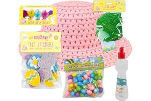 AKEDE Easter Bonnet Decorations - Make Your Own Easter Bonnet Hat With 32 Pieces - Easter Bonnet Kit - Easter Crafts For Kids, Boys, Girls, Children - Easter Gifts