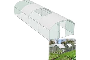 HENGMEI Pollaio, 300 x 800 x 185 cm, gabbia per piccoli animali, in acciaio zincato, con tetto in PE