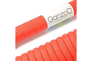 Ganzoo Paracorde 550, 4mm Corde, 30 Mètres, Polyester, Type 3-7 brins intérieurs, Le Bricolage de Laisse de Chien Collier Bracelet, Camping Survie et Outdoor Corde à Tout Faire, Signal-Orange