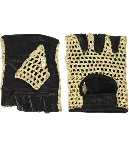 Guanti Ciclismo Classico In Vera Pelle Anilina – Mezze Dita, Polsino A Maglia, Unisex, Nero/marrone, DKZ