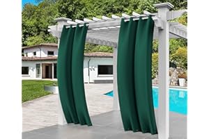 Comlax Outdoor Vorhang Wetterfest, Grün Vorhänge Balkon mit Öse Oben Unten Wasserdicht, Winddicht, Sichtschutz und Sonnenschutz für Veranda/Pavillons/Pergola/Gärten, 1 Stück