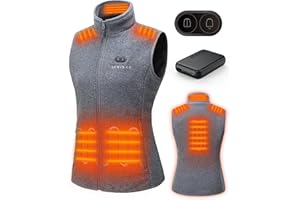 HEWINZE Polaire Gilet chauffant Femmes avec batterie incluse, veste chauffage usb, utilisée pour le ski, le camping, la pêche sur glace et d'autres activités de plein air