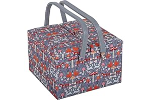Hobby Gift Große Aufbewahrungsbox für Näharbeiten, mit Doppeldeckel, quadratisch, Wald-Fliegenpilz