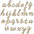 American Elm Wooden Craft Wood Plain Laser Cut Cursive Alphabets/Letters, Beige, Brown, 2 Sets