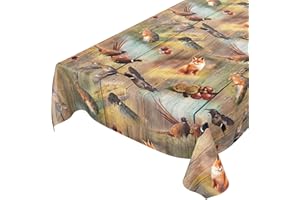 ‎ANRO Wachstuchtischdecke abwaschbar Garten Tischdecke Wachstuch Rund Oval Eckig Indoor Outdoor Jagt Wild Jäger Motiv Holz 100x140cm