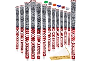 SAPLIZE CL03 Hybrid Golf Grips 13 Pack with Solvent Kit & 13 Pack Basic Kit, 6 Colors, Standard/Midsize, MultiCompound Golf Club Grips