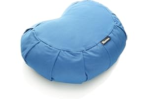 BODYMATE Cuscino da Yoga e Meditazione Mezzaluna 42x30x15 cm con Imbottitura in Pula di Grano Saraceno – Rivestimento Lavabile in Lavatrice 100% Cotone Extra Spesso – Cuscino da Meditazione – Zafu