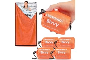 Deecam Saco de Dormir Emergencia, Manta termica Supervivencia，Mantas Termica de Aluminio,Supervivencia Bivy para Vivac,Manta Camping Dormir，Cámping, Excursionismo, Trekking,4 Pieces