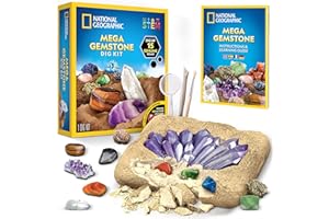 BLUE MARBLE NATIONAL GEOGRAPHIC Mega Gemstone Dig Kit – Gemstones and Crystals Digging Kit, Science Kit for Kids, Gift for Girls and Boys, Gems, Rock Collection