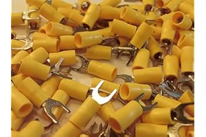 L.K.S CONNECTIONS 6.4 yellow fork terminal crimp connector (for 6mm bolt or screw) 25 50 100 pack (50)