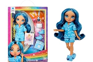 Rainbow High Junior High PJ Party - Skyler (blue) - 22 cm Posable Doll with Soft Onesie, Slippers and Play Accessories - Kids Toy - Great for Ages 4-12 Years