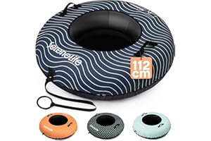 SereneLife Snowtube 112/122 cm – XXL Aufblasbarer Schneeschlitten für Kinder & Erwachsene rutschfeste Hartboden-Schale & Zugriemen Gleitfreudiger Schlitten für Rodelspaß im Winter