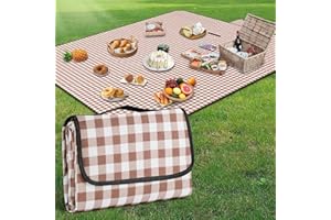 YAOMAISI Comoda Coperta da Picnic, Grande Coperta da Spiaggia 200 x 200 cm, Coperta da Campeggio, con Manico, Fondo Impermeabile, Lavabile in Lavatrice, Coperta da Trekking Pieghevole per Esterni mor