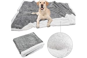 PAWSEE Dog Fleece Blanket, Large Washable Soft Warm Fluffy Sherpa Plush Pet Blankets for Dogs Puppy Doggy Cats Double Thickness Throws 152 x 127 cm