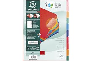 Exacompta - 2210E - Separadores en cartulina FSC® brillo de 225g/m2 con 10 pestañas de color neutro - reforzadas y plastificadas - Tira perforada reforzada - Formato para archivo A4
