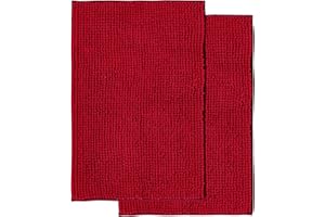 Decomira Mata łazienkowa antypoślizgowa z miękkiego Chenille | Super chłonne i można prać w pralce | Do łazienki, pod prysznic, do wanny lub jako mata WC | Czerwony - 50x80 cm (2 kawałek)