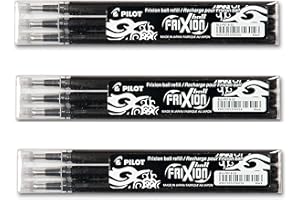 PILOT PEN Pilot Frixion wkłady wymienne do długopisów atramentowych, ścieralne, 9 sztuk, kolor czarny