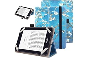 VOVIPO Custodia protettiva universale per Paperwhite Kobo E-book, 6", custodia a portafoglio compatibile con l'e-reader Sony/Kobo/Tolino/Pocketbook da 6 pollici-Albicocca Flower