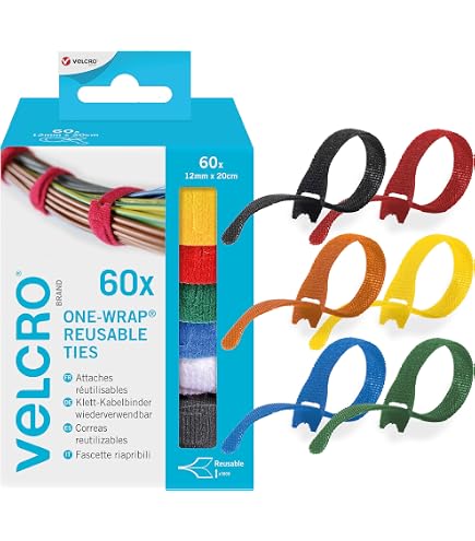 VELCRO Brand | One-Wrap | Legacci Riutilizzabili Multiuso | Accessori perfetti per scrivania per la gestione dei cavi e miglioramento della casa | Nero | 30 mm x 5 m