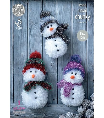 King Cole Tinsel & DK Schema per lavoro a maglia per addormentare Babbo Natale giocattolo decorazione (9163), multicolore, taglia unica