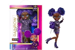 RAINBOW HIGH 582984 Junior High - Krystal Bailey - Poupée Mannequin Arc-en-Ciel de 23 cm avec 1 Tenue et Accessoires Dont 1 Sac à Dos en Tissu Qui s’ouvre/se Ferme - 6 Ans +, Violet