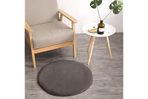 ‎TEPPICH WÖLKCHEN Teppich Wölkchen Fell Rund, Fellteppich Rund, Kunstfell Teppich Waschbar, Hasenfell, Kaninchenfell - Fell Sitzkissen Stuhlkissen Rund,Fell für Stühle, Kunstfell Stuhlauflage - Dunkelgrau - Rund 45cm