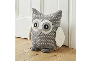 GEEZY Weighted Owl Door Stop Animal - Heavy Fabric Decorative Wood, Carpet & Floor Stoppers - Soft Knitted Grey Novelty Cute Door Stop for Bedroom, Living Room, Nursery Decor, Patio
