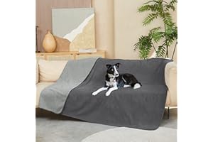 Kritter Planet Waterproof Dog Blanket for Bed, Dog Car Blanket Sofa Covers Furniture Protector for Bed Couch Car Seat, Comfortable Washable Reversible Leak Proof Pet Throw Blanket, 152 x 127 Grey