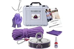 PLATINUM ONLINE PRODUCTS 2600LB’s Complete Fishing Magnet Kit | Double Sided Magnet Fishing Kit with Case | Includes Strong Neodymium N52 Magnet, Durable 65ft Rope, Carabiner, Gloves, Grappling Hook & Carry Case