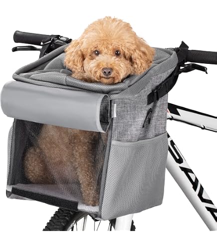 Cestino Per Bici Per Cani – Zaino Trasportino Espandibile, Morbido, Con Cuscino, Tasche E Clip Di Sicurezza, Per Escursioni E Campeggio