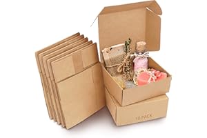 Kurtzy Lot de 10 boîtes cadeaux en papier kraft marron – La boîte mesure 12 x 12 x 5 cm – Facile à assembler – Boîtes de présentation carrées – Fêtes, anniversaires, mariages, vacances