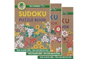 WF Graham Eco-Friendly Sudoku Puzzle Books for Adults | Plastic-Free Sudoku, Brain Teasers, Maths Activity Book | Over 130 Puzzles in Each | Set of 3