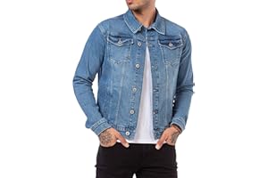 RED BRIDGE Chaqueta vaquera para hombre de algodón con bolsillos y botones delanteros Azul