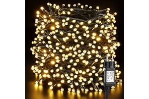 Luci Albero di Natale Esterno, BrizLabs 100M 1000 LED Catena Luminosa Bianco Caldo con Spina 8 Modalità Impermeabile Luci Fatate Natalizie per Esterni Casa Festa Matrimonio Giardino, Filo Verde